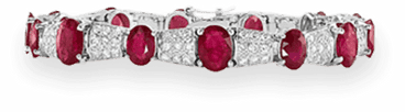 Mozambique ruby bracelet with invisible set diamonds in 18k white gold